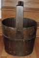 1800 ' S Antique Primitive Handled Oval Wood & Wrought Iron Well Water Bucket/pail Primitives photo 1