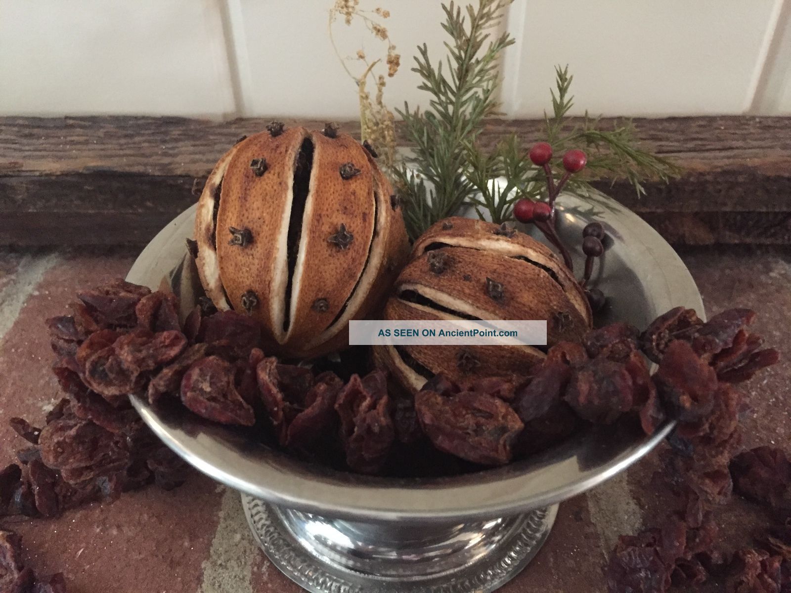 Primitive Early Style Colonial Dried Cloves Oranges Cranberry Garland Christmas Primitives photo