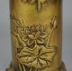 Old Chinese Dynasty Brass Incense Lotus Leaf Brush Pot Tube Stick Vase Pair Nr Other Chinese Antiques photo 2