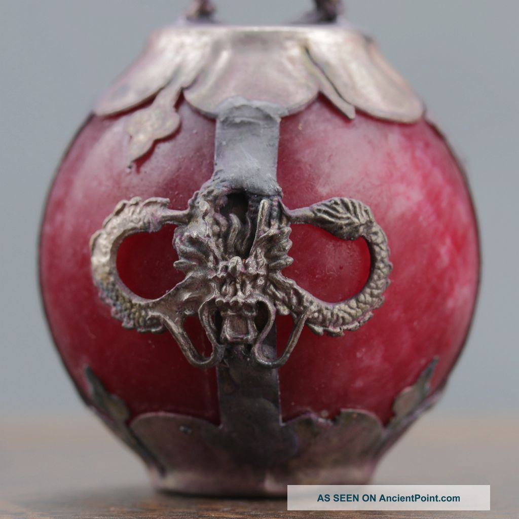 Collectable Red Jade Armor Tibetan Silver Hand - Carve Zodiac Statue - Dog @aa144$ Other Antique Chinese Statues photo