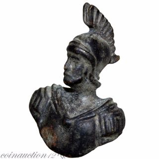 Museum Quality Roman Bronze Mars Bust Applique Circa 100 - 300 Ad photo