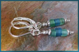 Pi Ancient 2000 Year Old Roman Glass Hill Tribe Silver Leverbacks Sundance photo