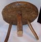 Antique Primitive Wooden Ash Burl Small Milking Stool Bench 3 Legs Mortised Primitives photo 5