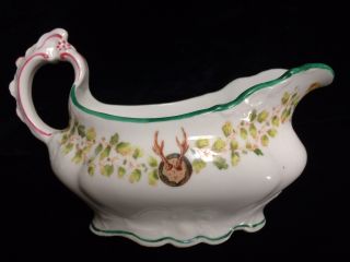 Gorgeous Antique Charles Ahrenfeldt Limoge Equestrian Christmas Style Gravy Boat photo