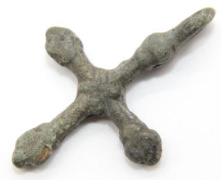 Ancient Viking Bronze Cross Pendant - Kievan Rus 1000 - 1100 Ad photo