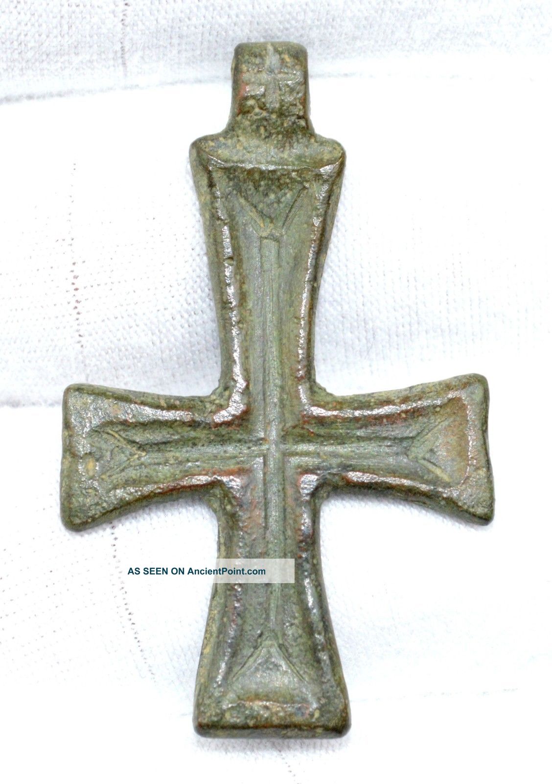 Authentic Crusaders Period Decorated Bronze Cross - Historical Artifact - Qr63 Roman photo