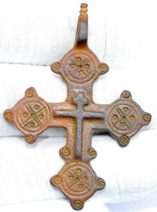 Medieval - Crusaders Period Bronze Cross Pendant (incl) - Qr32 photo
