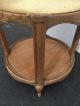Rustic Vintage Leather Top Side Table French Provincial Two Tier Carved Wood Post-1950 photo 7