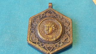 Huge Bronze Medusa Coin Pendant Very Rare photo