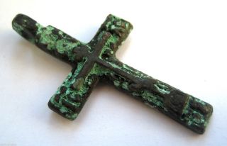 Circa.  1200 - 1400 A.  D Medieval Period Ae Bronze Cross Pendant photo
