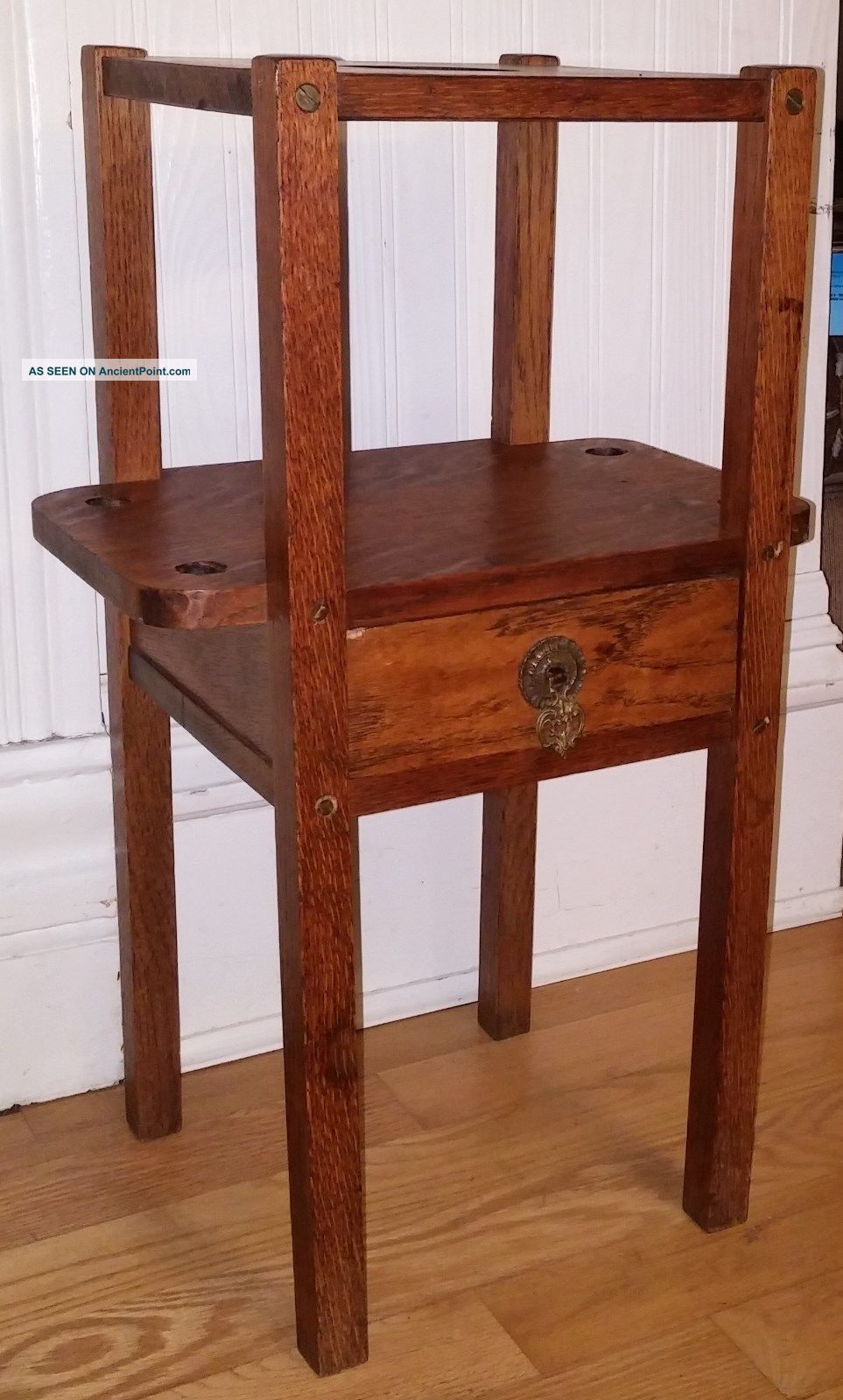 Antique Mission Arts & Crafts Quarter Sawn Oak Smoking Pipe Stand Cabinet 1900-1950 photo