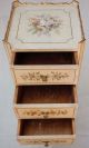 Louis Xiv Vintage 1940 ' S Hand Painted Floral French Side Table 3 Drawers Unknown photo 10