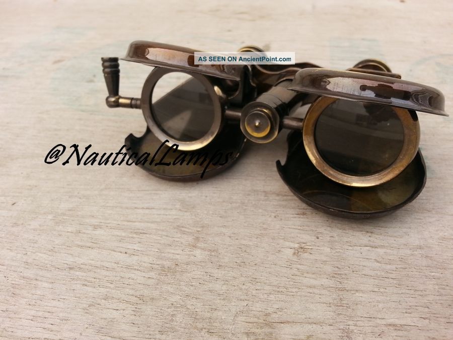 Vintage Binocular Folding Monocle Telescope Spyglass Solid Brass Antique Finish