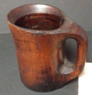 Primitive Noggin Carved Cup For Whiskey Or Ale,  Apple Cider,  Dated 1790 photo