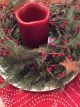 Primitive Country Nwt Christmas Berry Rusty Star Candle Ring Wreath 5 