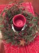 Primitive Country Nwt Christmas Berry Rusty Star Candle Ring Wreath 5 