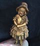 Old Vintage Antique Girl Art Deco Hirsch Metal Celluloid Marble Ashtray Figure Metalware photo 3