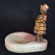 Old Vintage Antique Girl Art Deco Hirsch Metal Celluloid Marble Ashtray Figure Metalware photo 4