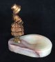 Old Vintage Antique Girl Art Deco Hirsch Metal Celluloid Marble Ashtray Figure Metalware photo 6
