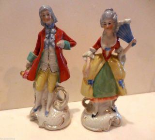 Pair Vintage Colonial Victorian Couple Ceramic Figurines Germany 10185 photo
