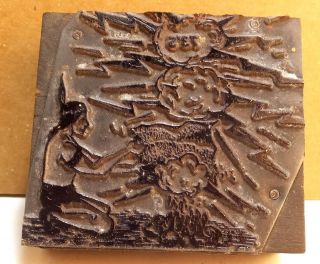 Vintage Letter Press Printing Block - A Indian Sending Smoke Signals Graphic photo