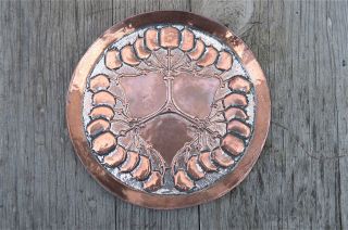 Stylish Arts And Crafts Silvered Copper Dish Stylised Vines photo