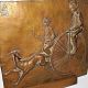 Children Bicycle Greyhound Whippet Dog Bronze Relief Plaque Sculpture Signed Mid-Century Modernism photo 1