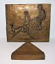 Children Bicycle Greyhound Whippet Dog Bronze Relief Plaque Sculpture Signed Mid-Century Modernism photo 2
