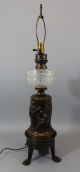 Antique 19thc Classical Bronze,  Cut Glass Converted Kerosene/electric Table Lamp Lamps photo 9
