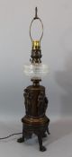 Antique 19thc Classical Bronze,  Cut Glass Converted Kerosene/electric Table Lamp Lamps photo 6