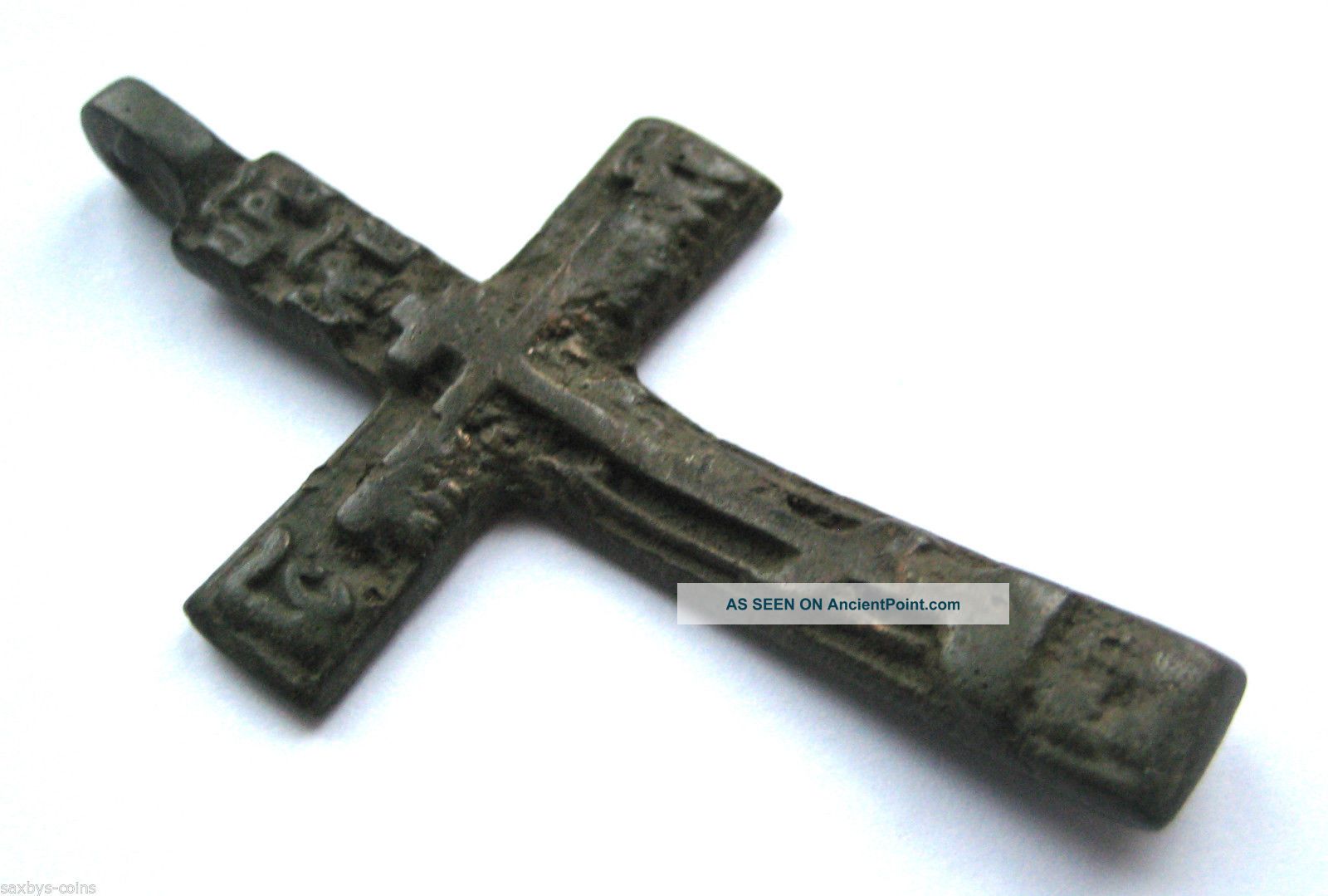 Circa.  1300 - 1500 A.  D Medieval Period Ae Bronze Cross Pendant British photo