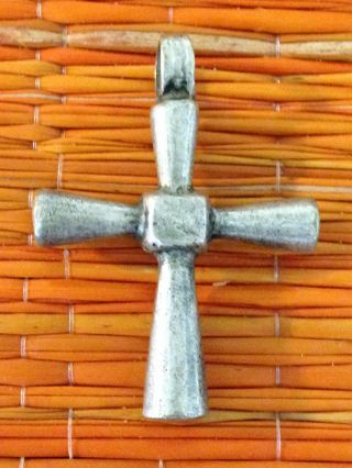 Old Ethiopian Silver Cross - Early 1900s African 44x31 Mm Trade Bead/pendant photo