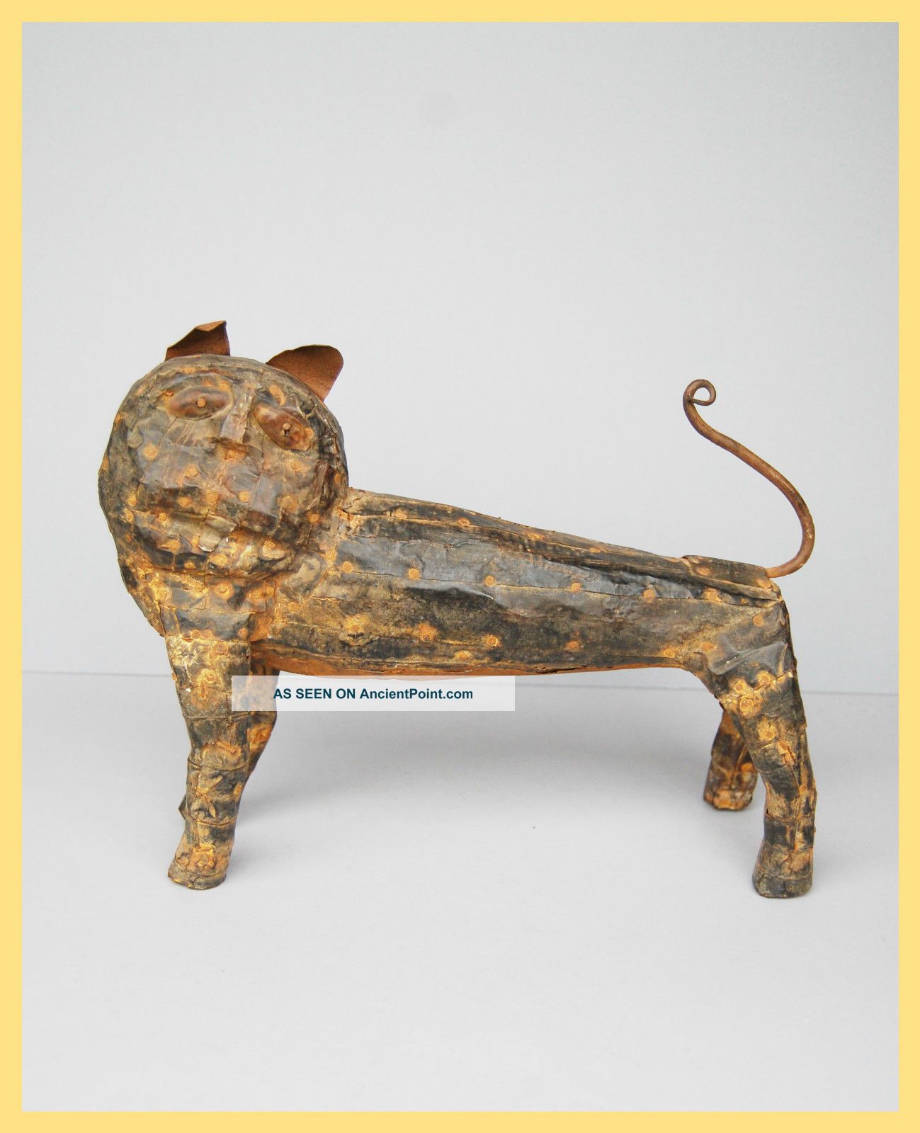 Benin Lion - Iron And Tin Cat From The Benin Tribe,  Nigeria,  West Africa Other African Antiques photo