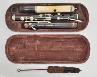 Antique,  Bone And Wood Flute,  Cased photo