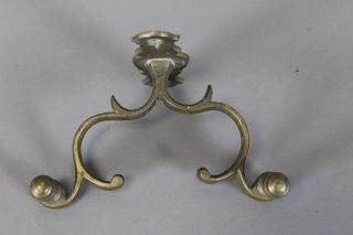 Rare 18th C American Brass Double Side Jamb Hook Lemon Top Finials Old Patina photo