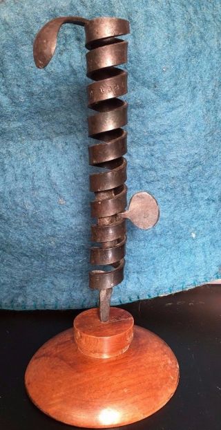 Adjustable Spiral Courting Candleholder Americana Folkart Iron Vintage Primitive photo