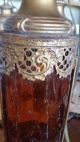 Antique Vintage Amber Crackle Glass Ornate Hanging Brass Lights Chandeliers, Fixtures, Sconces photo 6