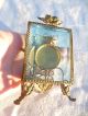 Antique Beveled Glass Pocket Watch Casket Trinket Box Display Case Angels Victorian photo 5