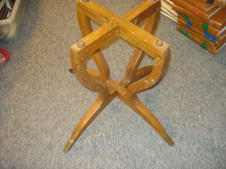 Brass Tray Mid - Century Modern Wooden Coffee Table Folding Spider Leg Base photo