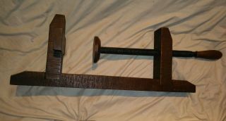 Primitive Wood Wall Vise Can Garlic Onion And Fruit Press Kitchen Compressor photo
