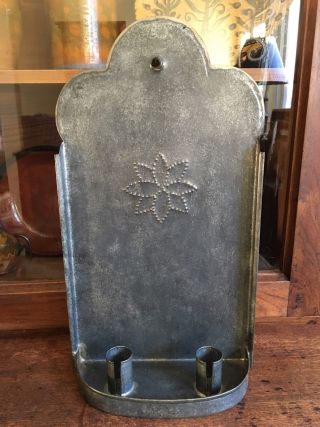 Primitive Tin Sconce Antique Reproduction Made By Karen Hurd Of Pa photo