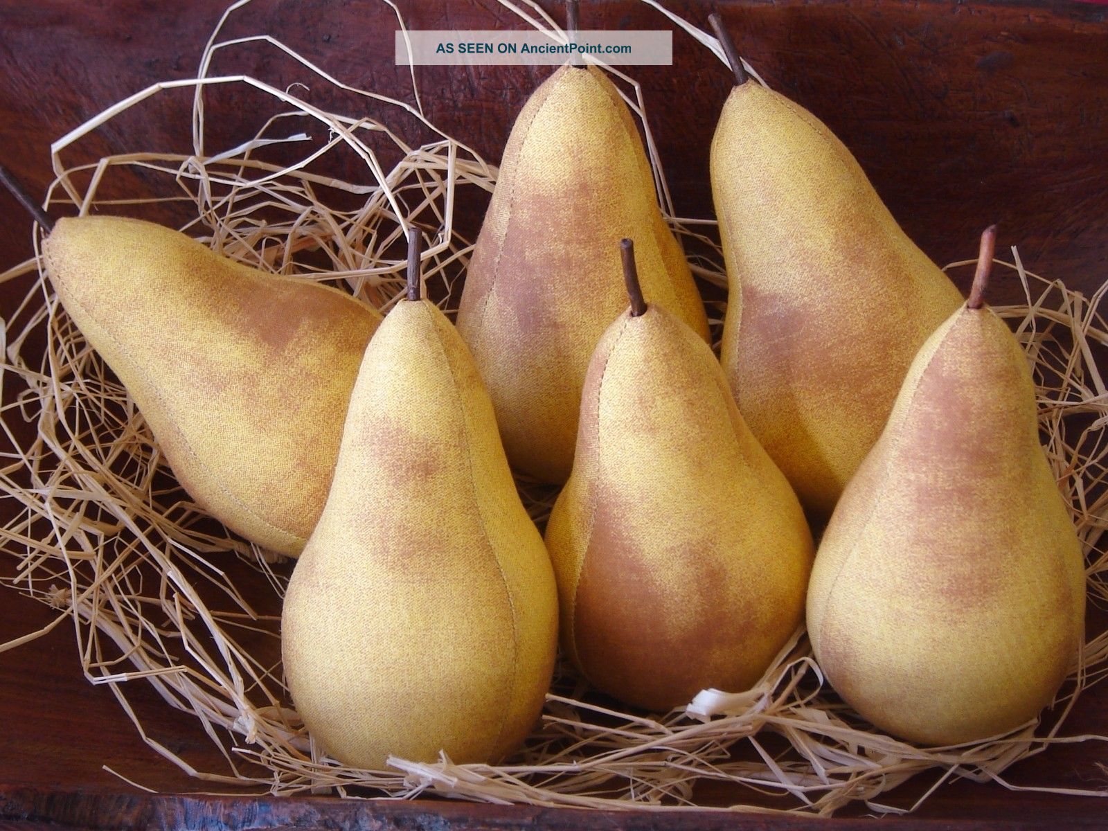 Primitive Pear Bowl Fillers Christmas Fabric Farmhouse Fruit Basket Ornies Primitives photo