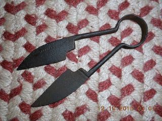 18th Century Iron Sewing Snips/scissors Signed And Good Early Form Sm Size photo