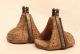 Spanish Colonial Carved Stirrups With Silver Inlay Latin American photo 1