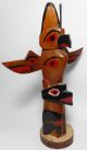 Vintage Totem Pole Tribal Pacific Northwest Hand Carved Polychrome Native American photo 1