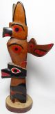 Vintage Totem Pole Tribal Pacific Northwest Hand Carved Polychrome Native American photo 2