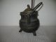 Cast Iron Fire Starter Smudge Pot Cauldron With Wand Brass Lid Vintage Antique Hearth Ware photo 9