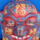 Antique Handmade Carving & Colored Drawing Wood Mask Smiling Face Buddha 7.  48 