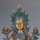 Chinese Antique Brass Hand - Carved Painted Buddism Bodhisattva Statue Green Tara Kwan-yin photo 1