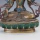 Chinese Antique Brass Hand - Carved Painted Buddism Bodhisattva Statue Green Tara Kwan-yin photo 3
